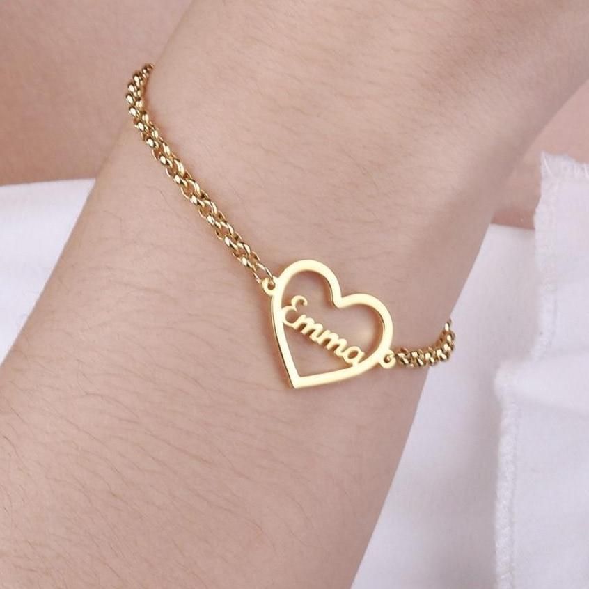 Personalized Name in Heart Bracelet