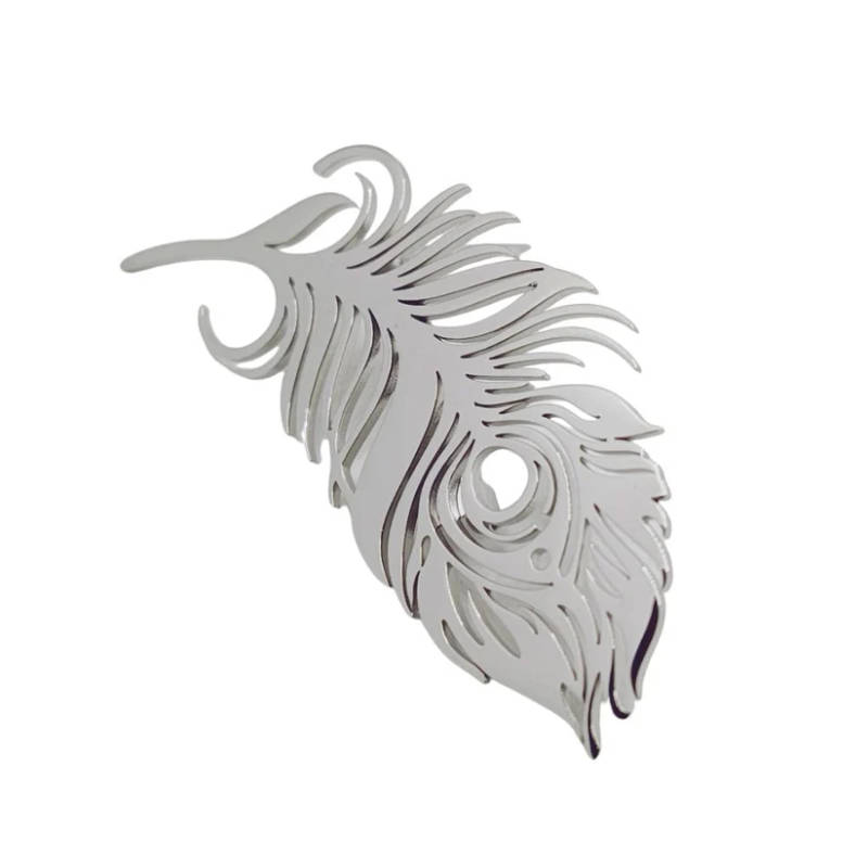 Peacock Feather Brooch With Intricate Cutout Design - 2