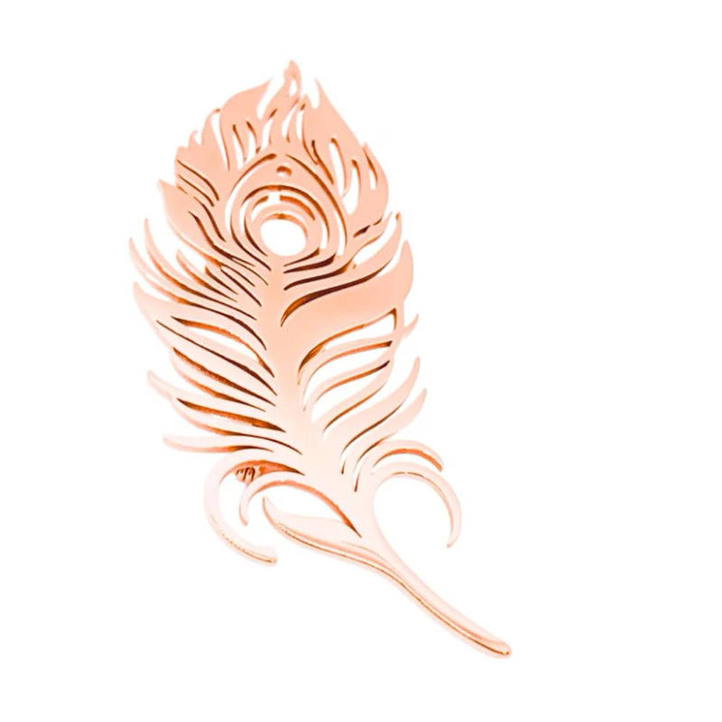 Peacock Feather Brooch With Intricate Cutout Design - 3