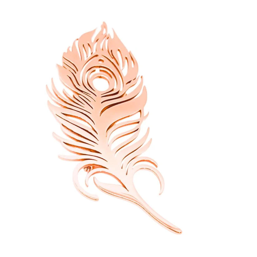 Peacock Feather Brooch With Intricate Cutout Design thumbnail 3