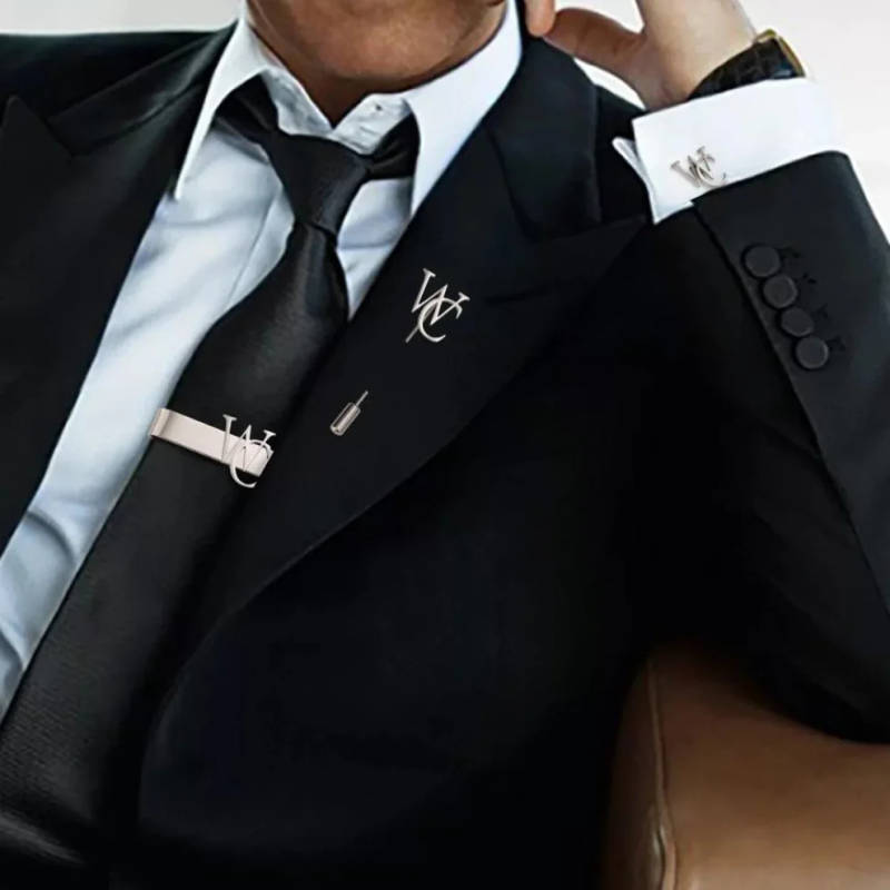 Monogram Set With Tie Bar Brooch And Cufflinks - 1