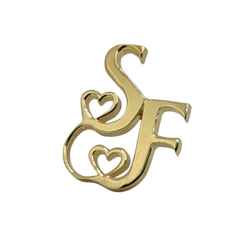Initials Brooch With Interlocking Heart Motif - 2