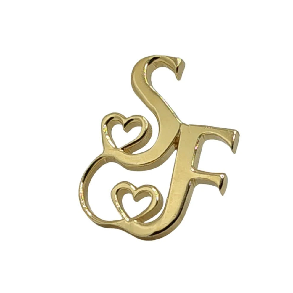 Initials Brooch With Interlocking Heart Motif thumbnail 2