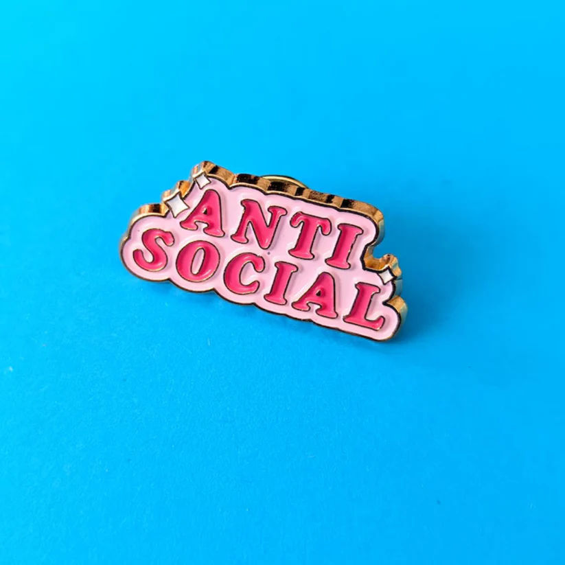 INZAVY The "Anti-Social" Statement Pin Brooch
