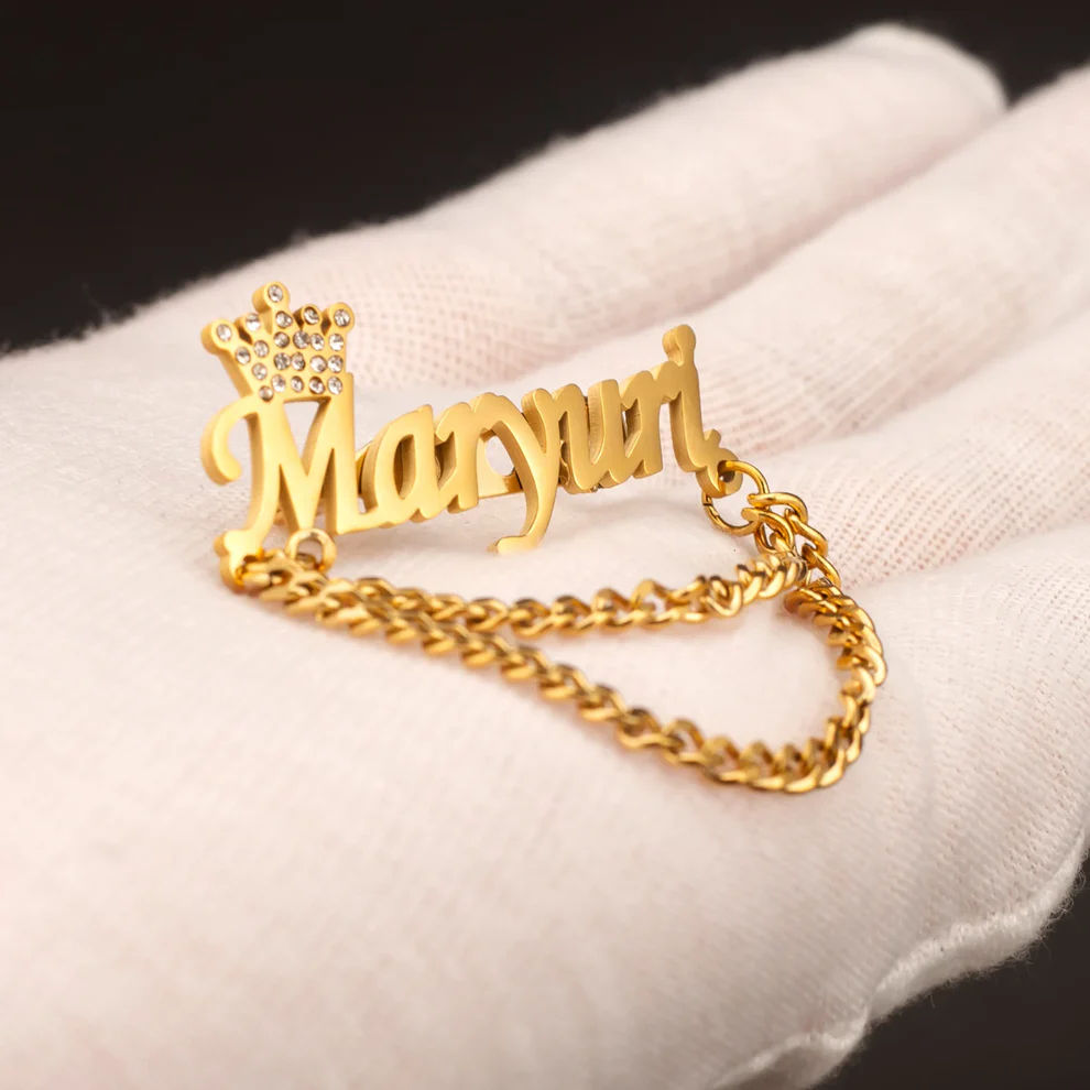 INZAVY The Regal Crown Custom Name & Chain Brooch thumbnail 2