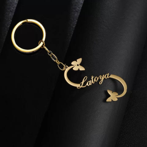 Name Keychain With Clean Cut Letter Design
