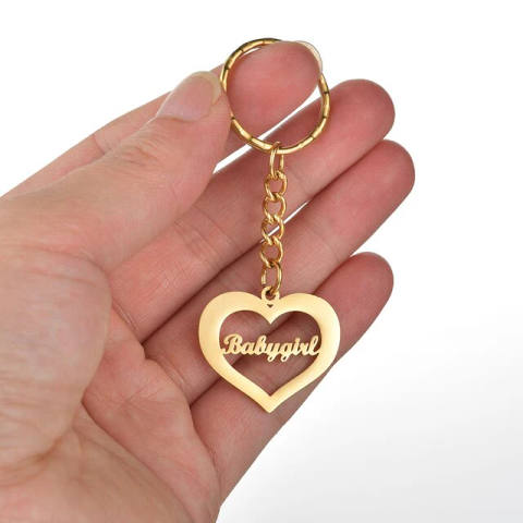 INZAVY Custom Name in Heart Keychain