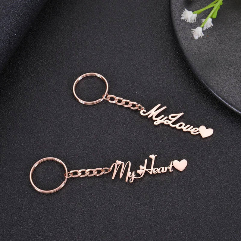 Phrase Keychain With Small Heart Accents On Edges - 1