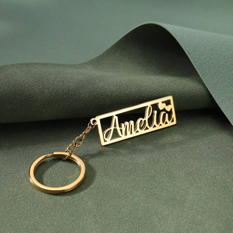 INZAVY Personalized Name Keychain with Heart