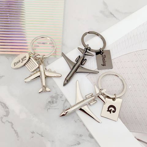The Global Voyager Airplane Charm & Initial Tag Keychain