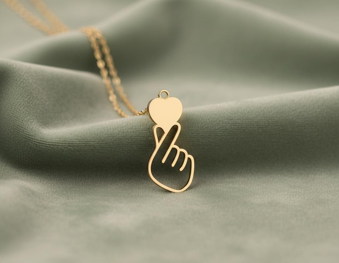 Korean Finger Heart Gesture Necklace