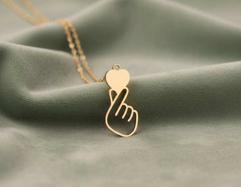 Korean Finger Heart Gesture Necklace - 1