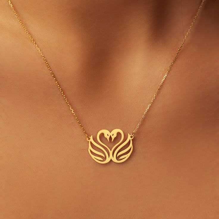 Loving Swans Heart Necklace