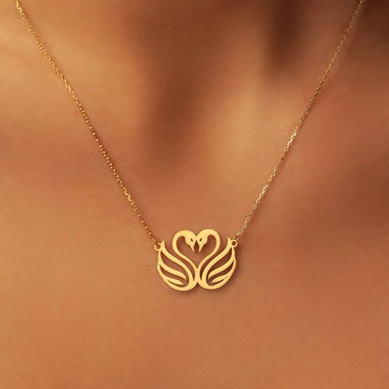 Loving Swans Heart Necklace - 1