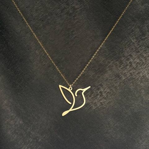 Minimalist Hummingbird Line Art Necklace
