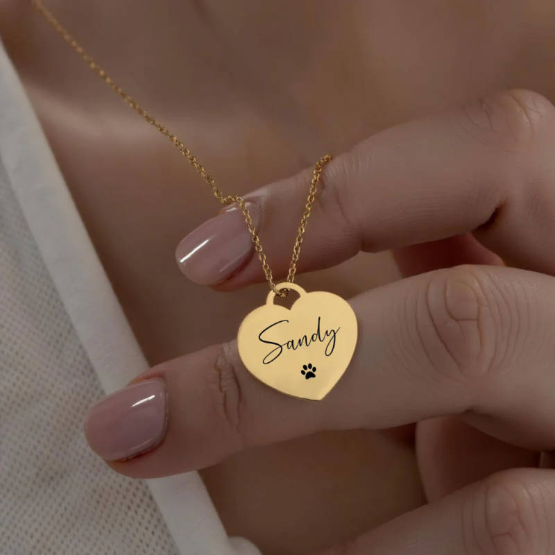 Personalized Pet Name Heart Necklace - 5