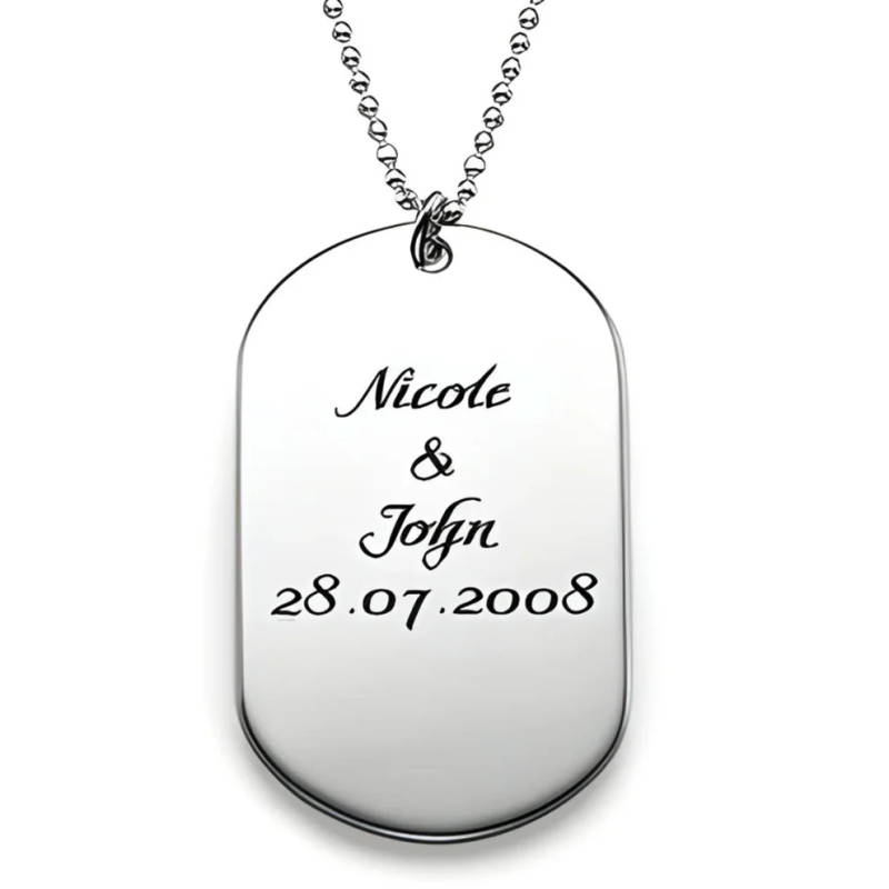 Personalized Name & Date Tag Necklace - 3