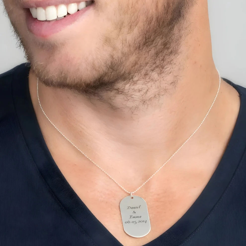 Personalized Name & Date Tag Necklace thumbnail 2