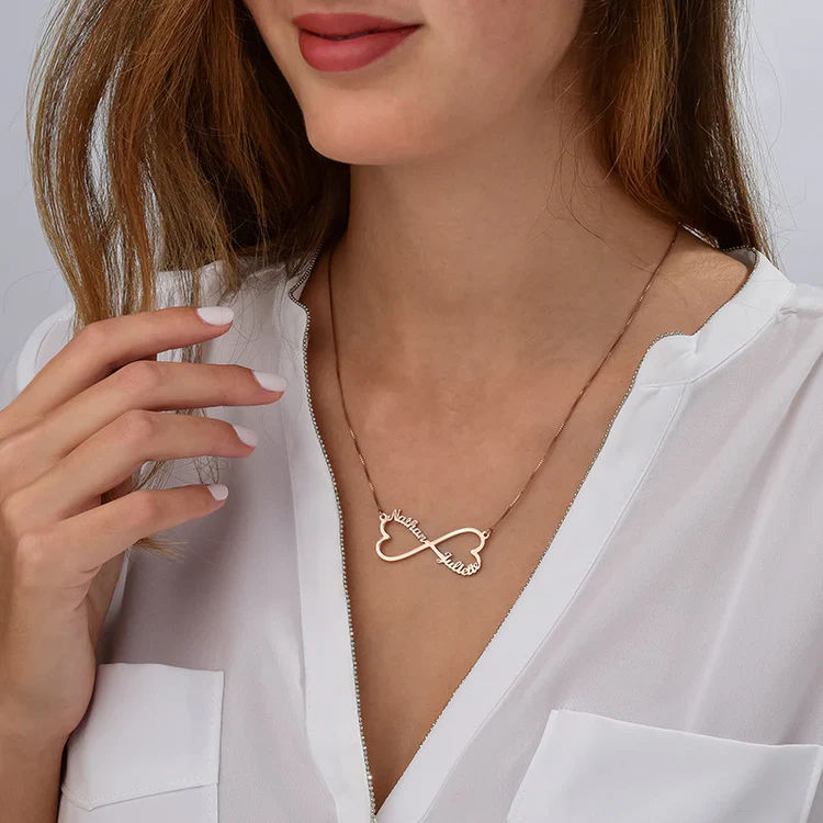 Personalized Infinity Two-Name Heart Necklace thumbnail 2