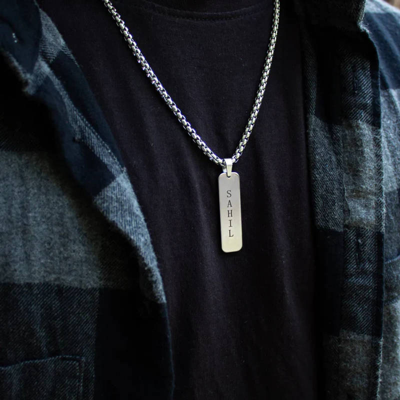 Personalized Vertical Bar Name Necklace - 2
