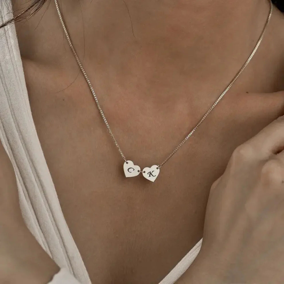 The Devotion Double Heart Initial Necklace thumbnail 2