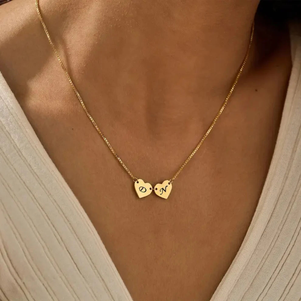 The Devotion Double Heart Initial Necklace thumbnail 3