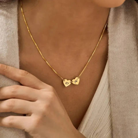 The Devotion Double Heart Initial Necklace