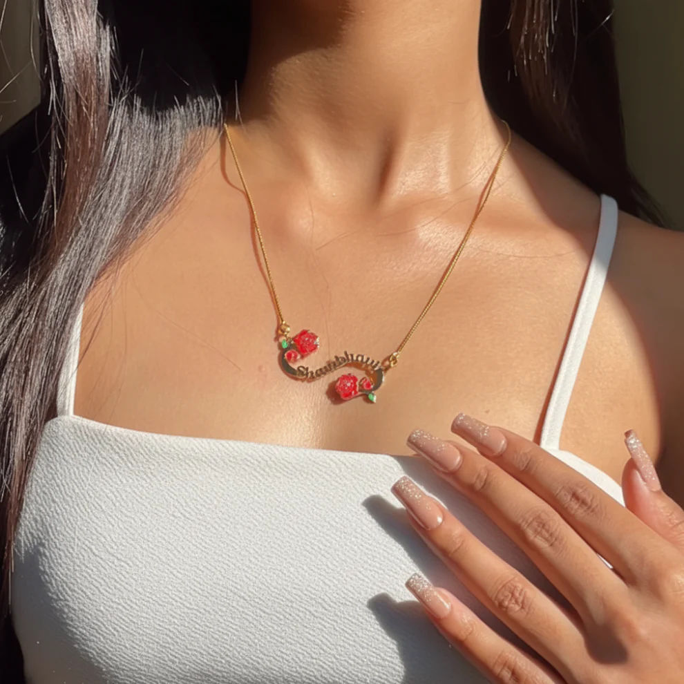 The Rose Garden Script Name Necklace