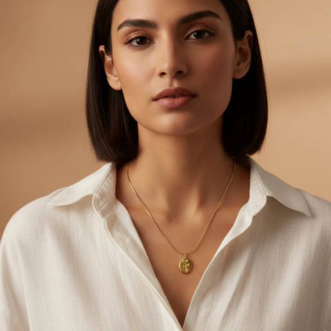 The Eternal Bloom Medallion – Embossed Rose Oval Pendant