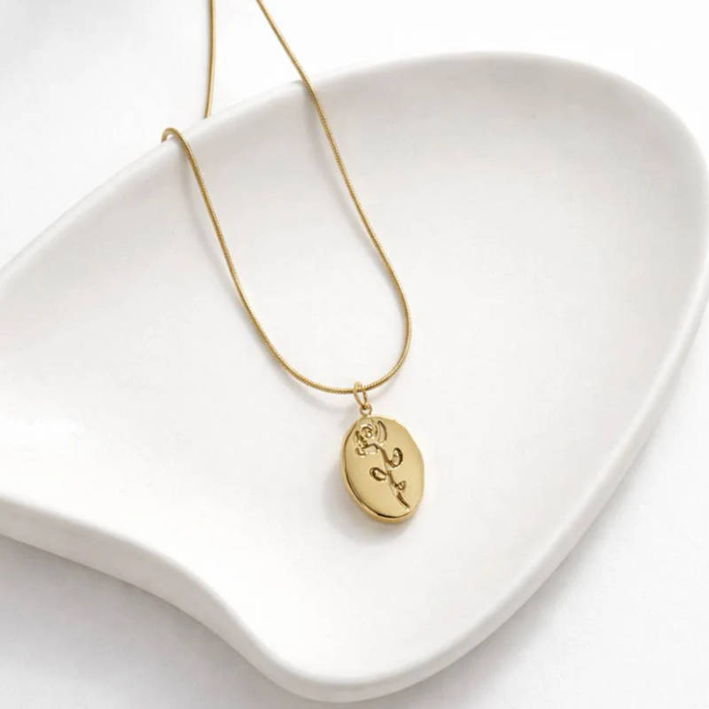 The Eternal Bloom Medallion – Embossed Rose Oval Pendant - 2