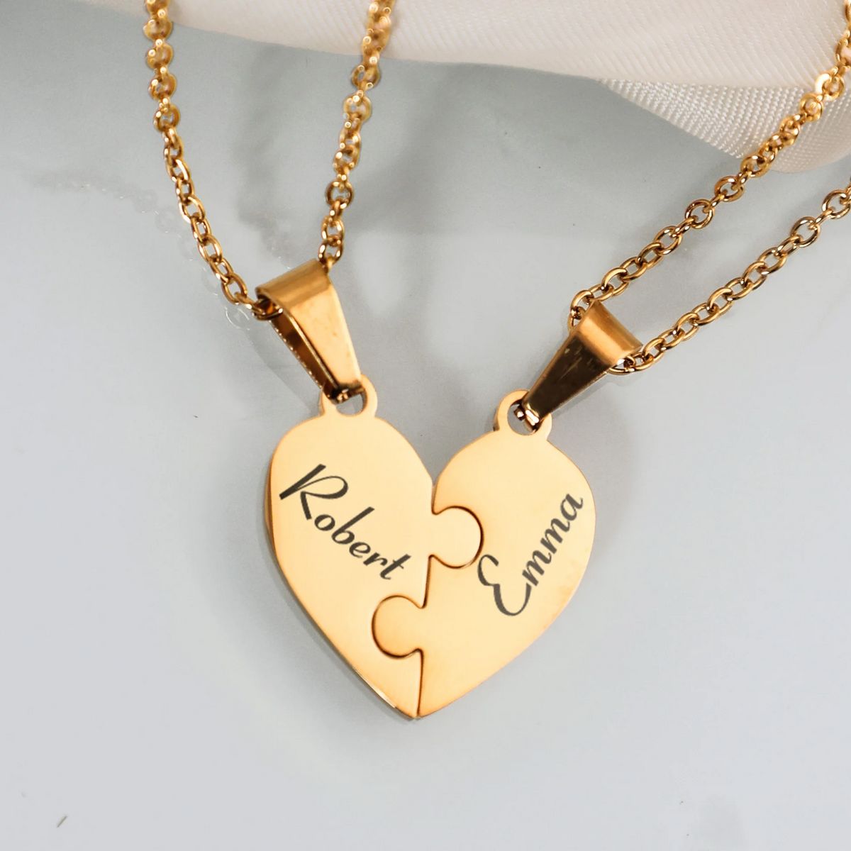 The "Perfect Fit" Puzzle Heart Couple’s Set Necklace