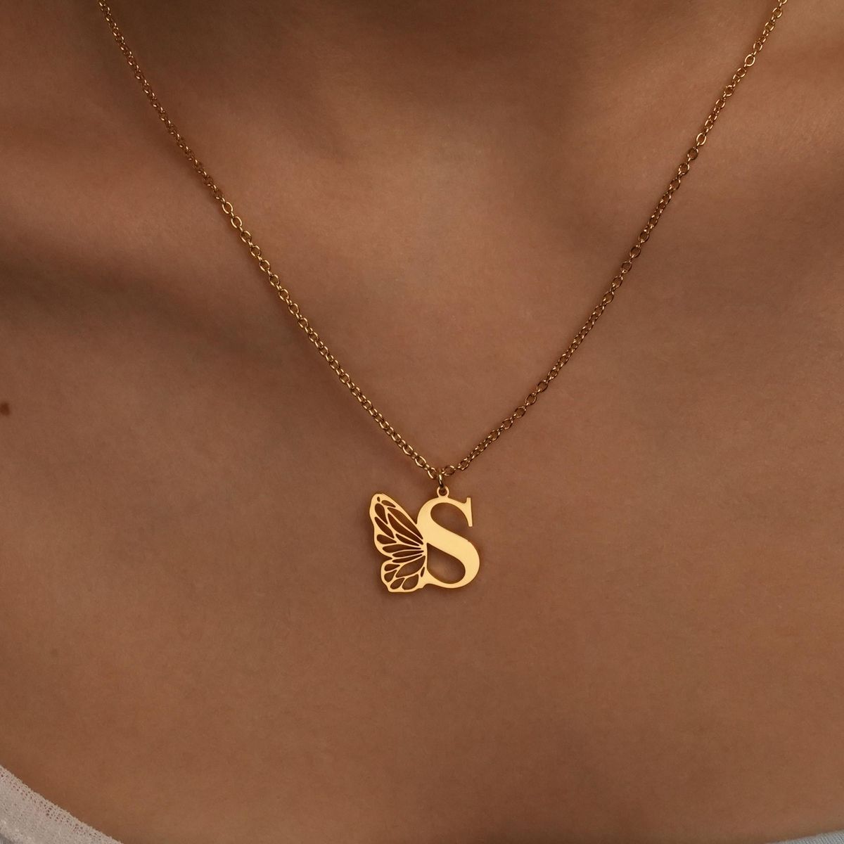 The Monarch Muse Custom Initial & Butterfly Wing Necklace