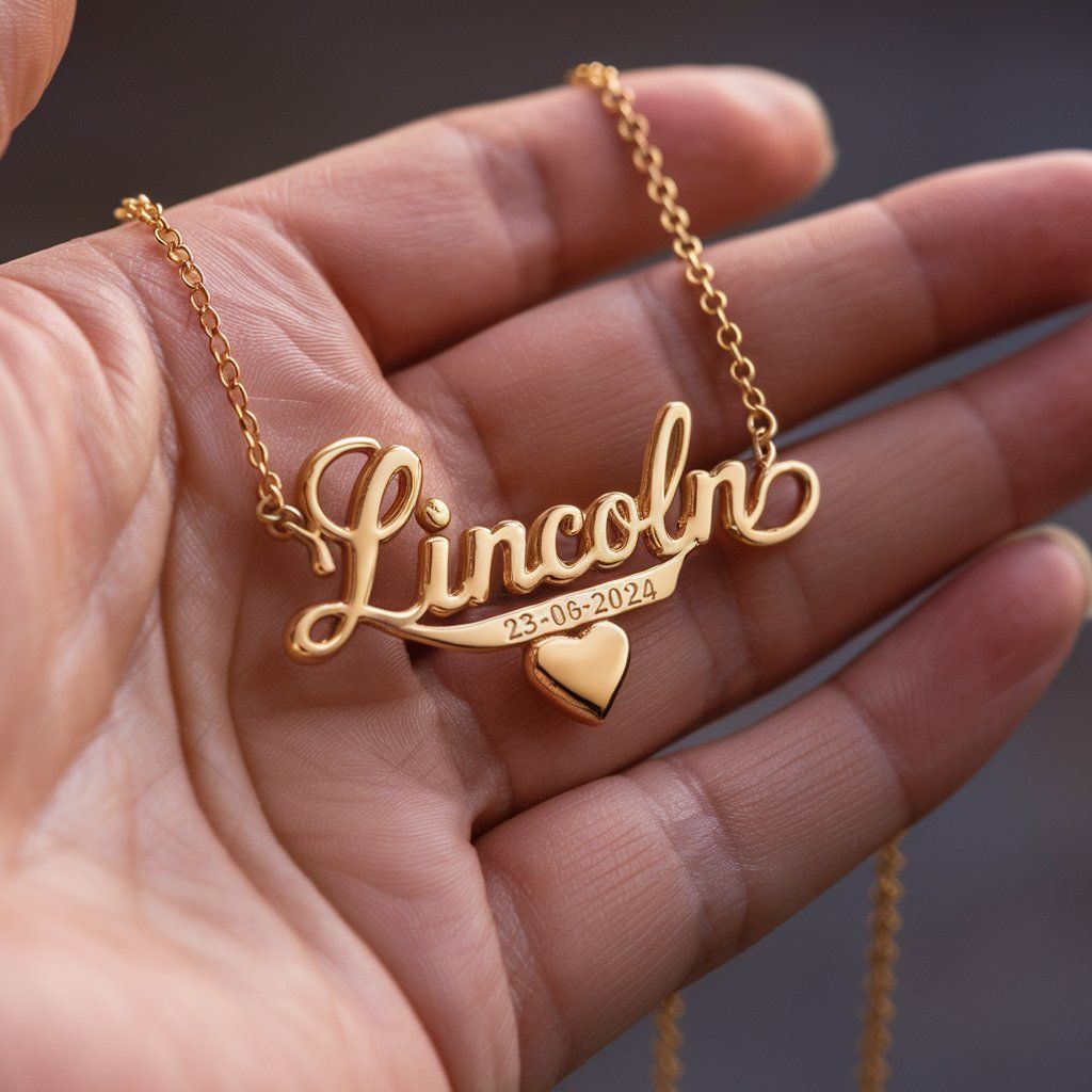 The Milestone Ribbon Name with Date Banner Necklace
