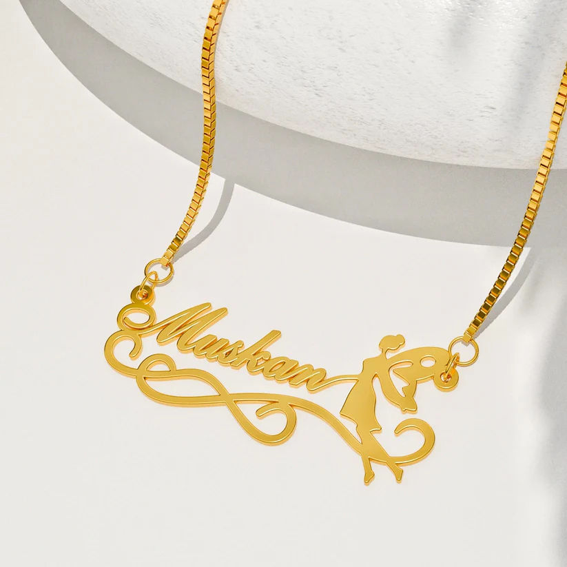 Script Name Necklace With Dancing Girl Silhouette Detail thumbnail 2