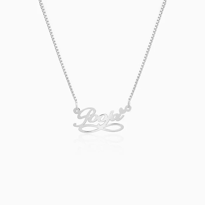 Elegant Script Custom Name Necklace with Double Loop thumbnail 3