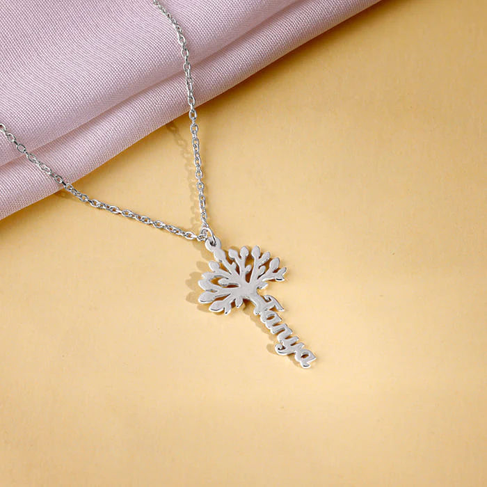 Personalized Tree of Life Vertical Name Necklace thumbnail 3