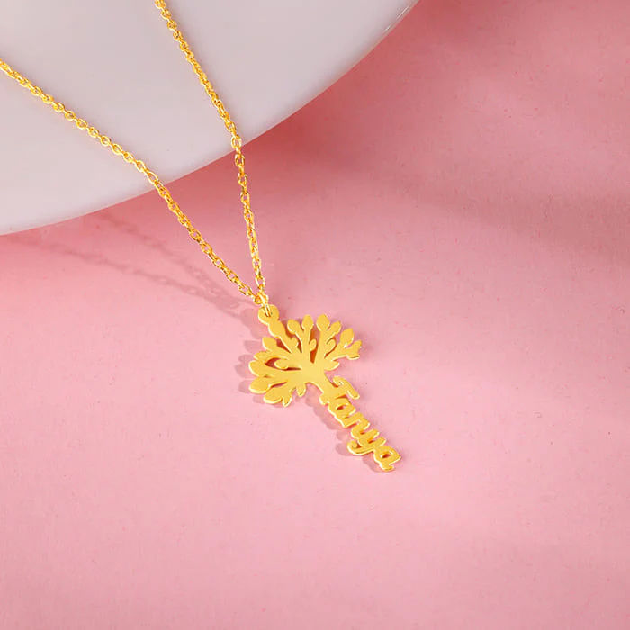 Personalized Tree of Life Vertical Name Necklace thumbnail 2