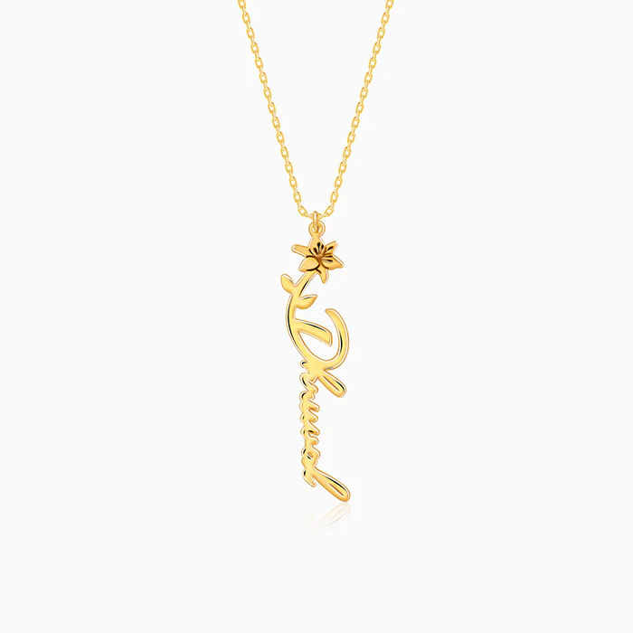 Vertical Name Necklace With Birth Flower And Fine Chain thumbnail 5