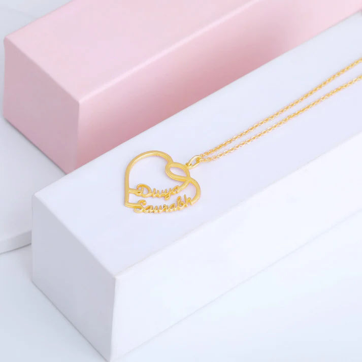 Interlocking Heart Custom Two Name Necklace thumbnail 2