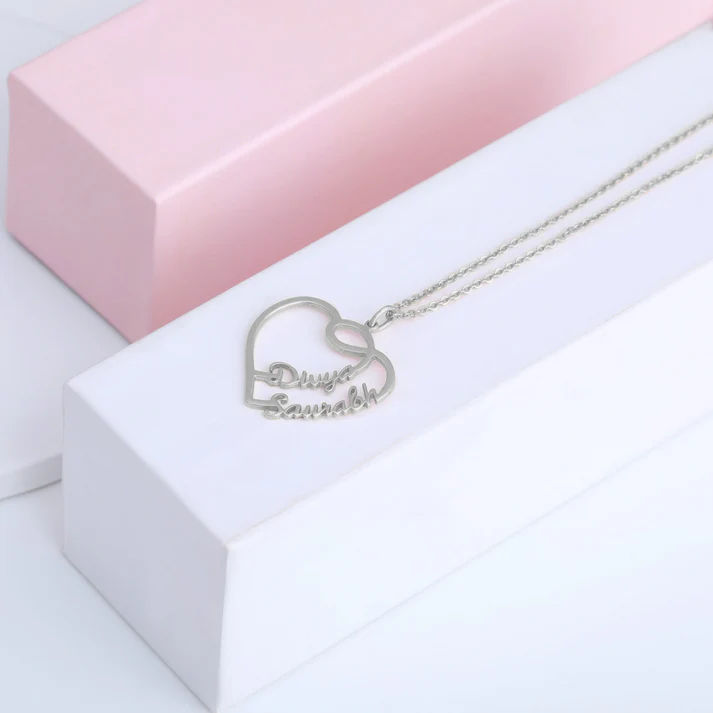 Interlocking Heart Custom Two Name Necklace thumbnail 3