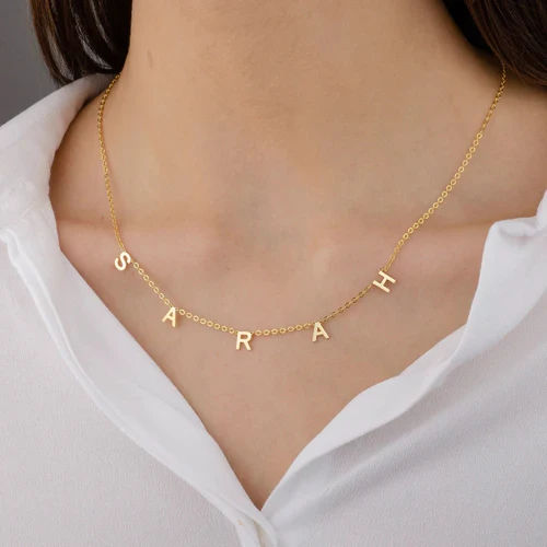 Minimalist Spaced Initial Custom Name Necklace