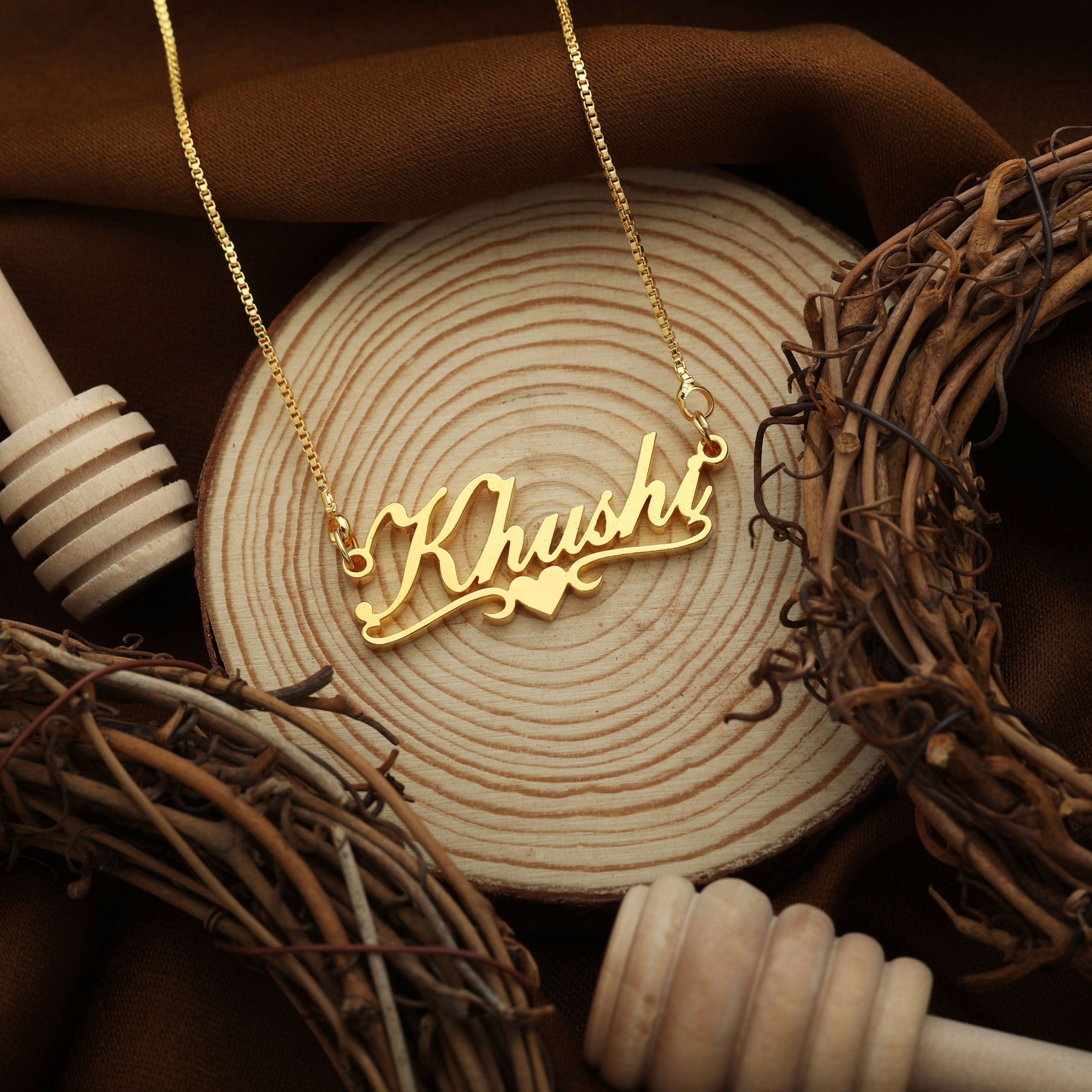 Script Name Necklace With Ribbon Underscore And Heart Accent