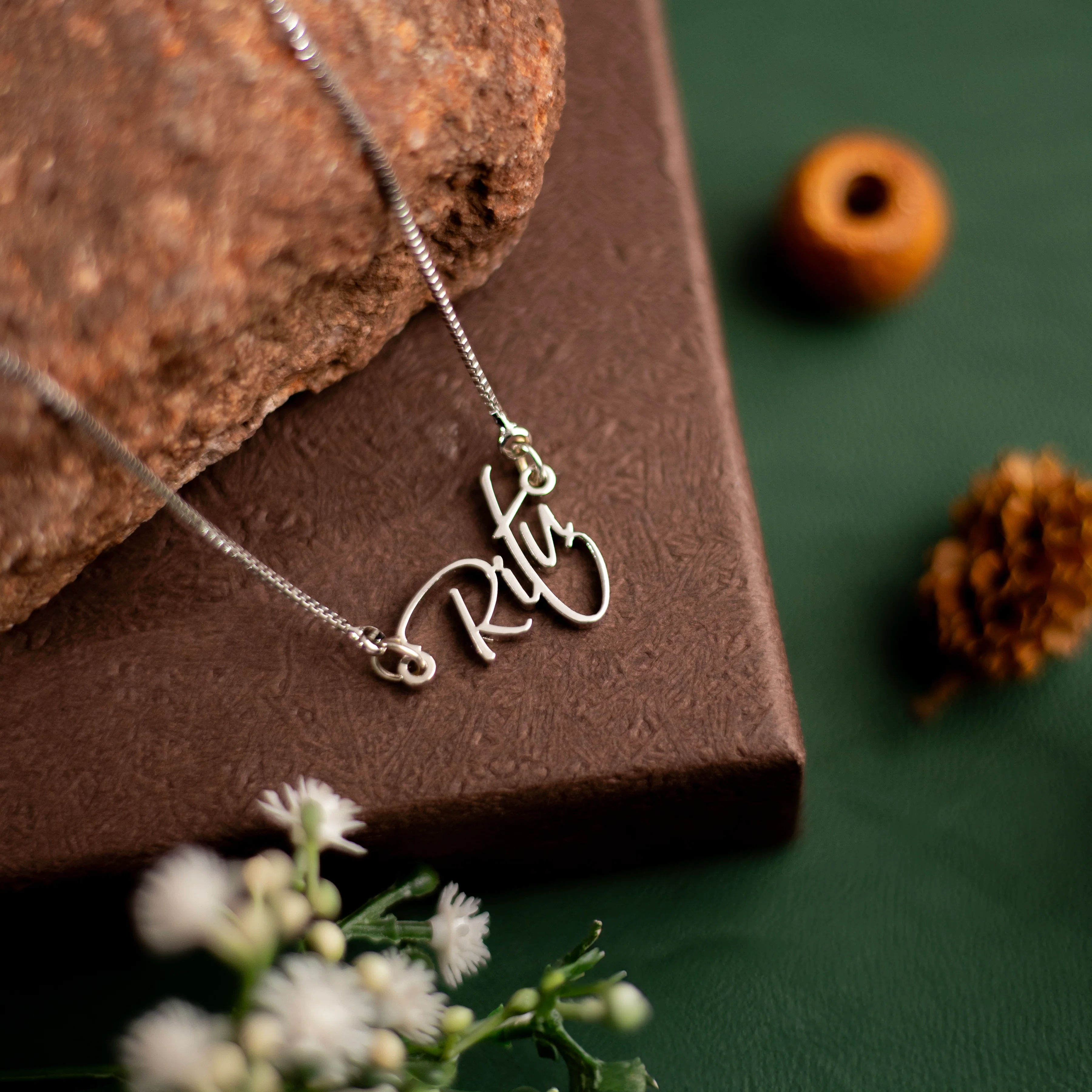 Angular Script Name Necklace With Thick Cut Lettering thumbnail 2