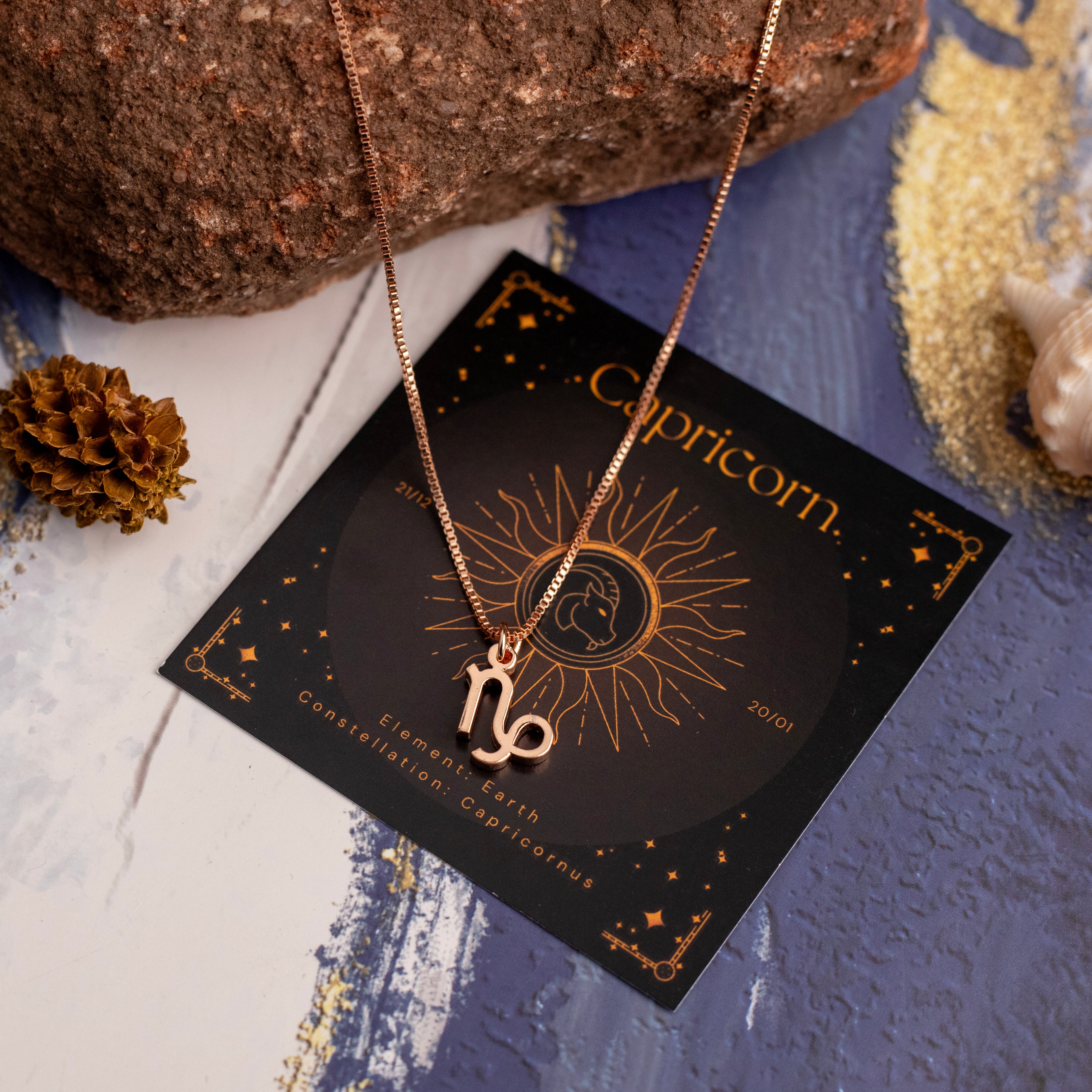 Zodiac Symbol Pendant Necklace With Capricorn Sign Detail thumbnail 2