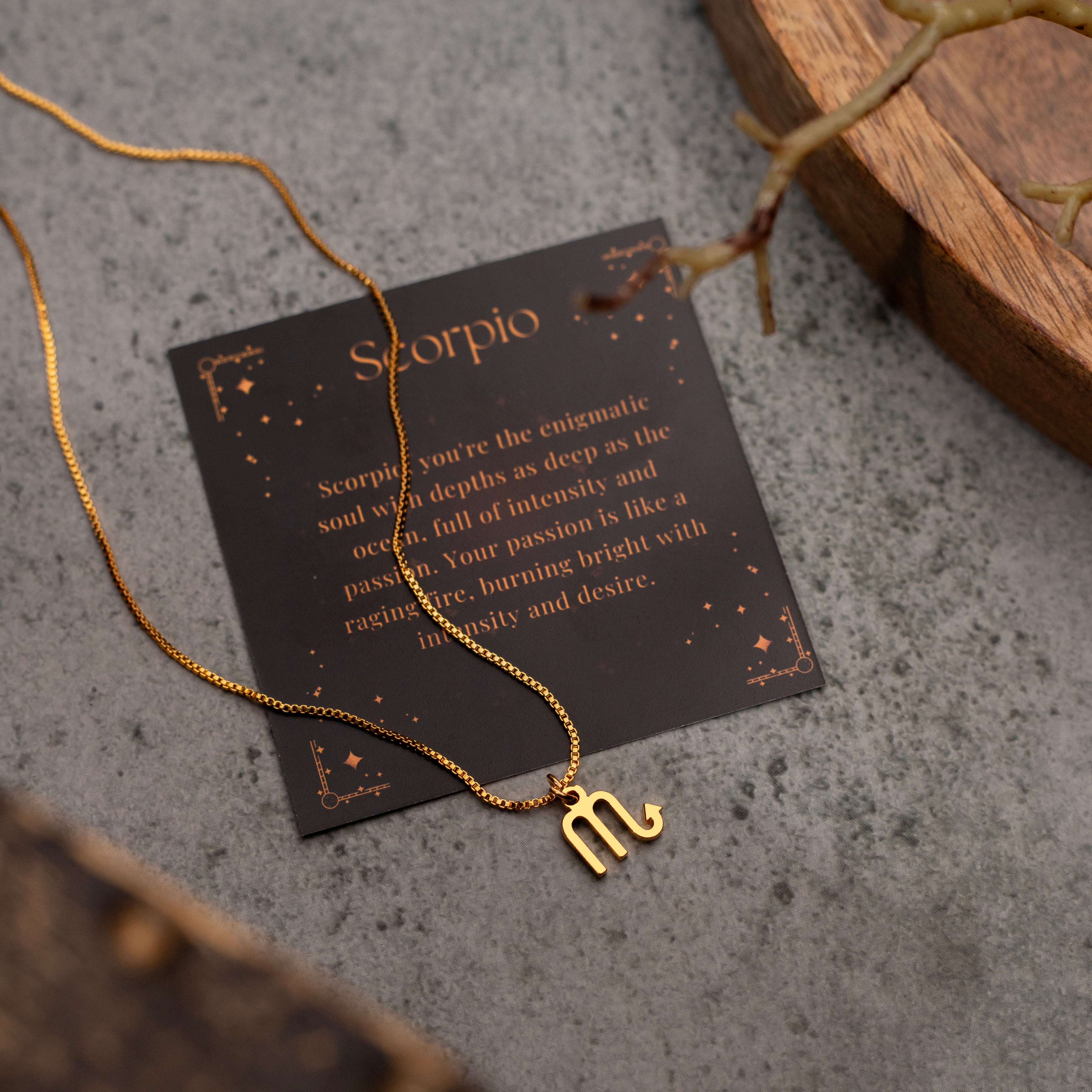 Zodiac Symbol Pendant Necklace With Scorpio Sign 