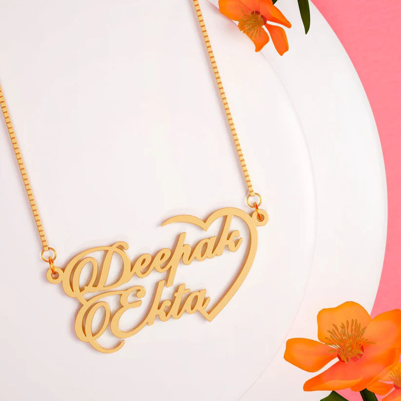 The Dual Love Heart Name Necklace - 2