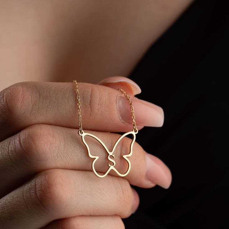 Personalized Butterfly Initial Necklace