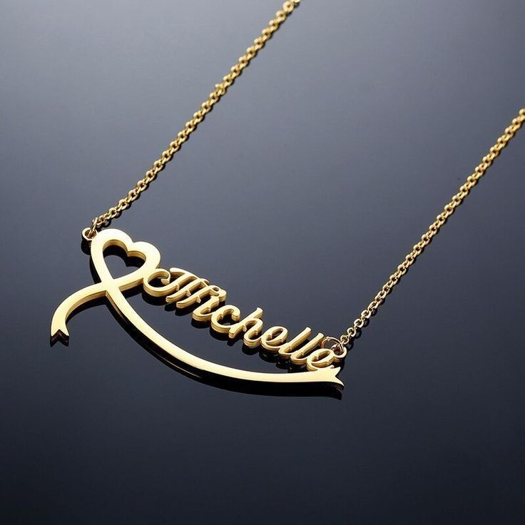 Heart Ribbon Script Name Necklace