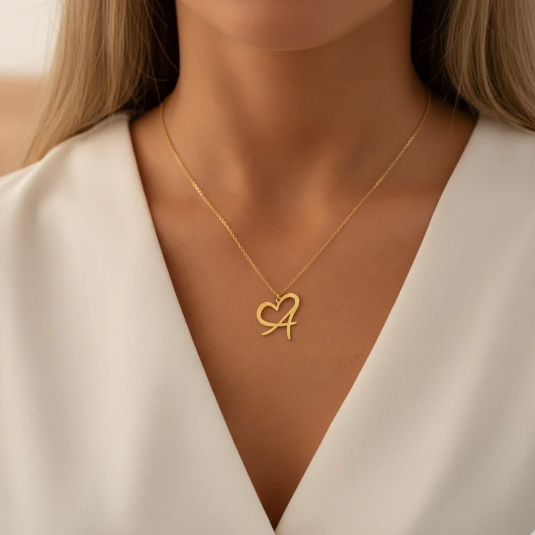 Intertwined Heart & Initial Necklace