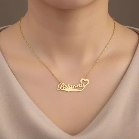 Romantic Heart Underline Name Necklace
